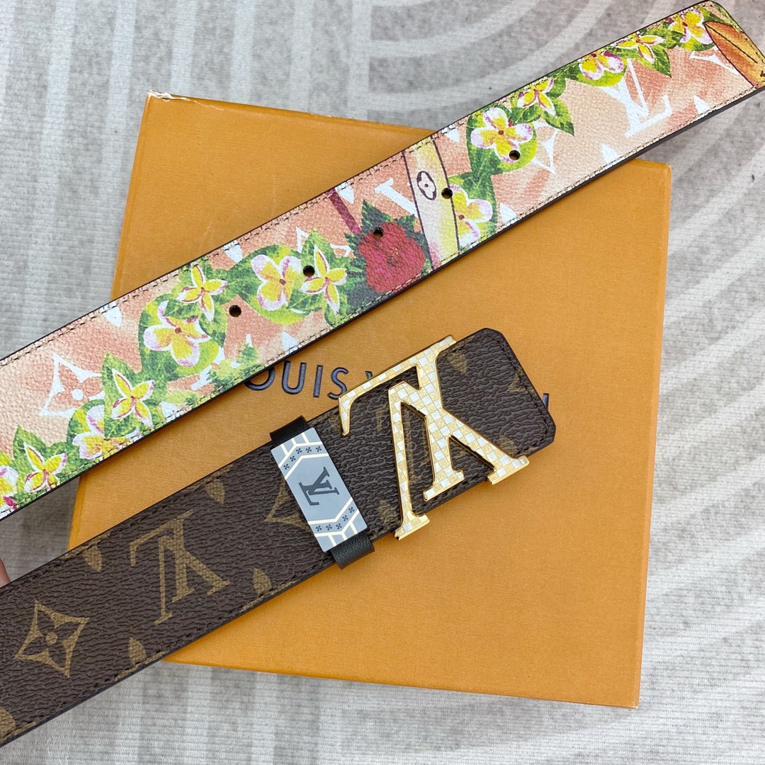 LV💕 特种皮腰带系列 ，原厂五金精品不锈钢扣，手感柔软舒适 宽3.8CM。