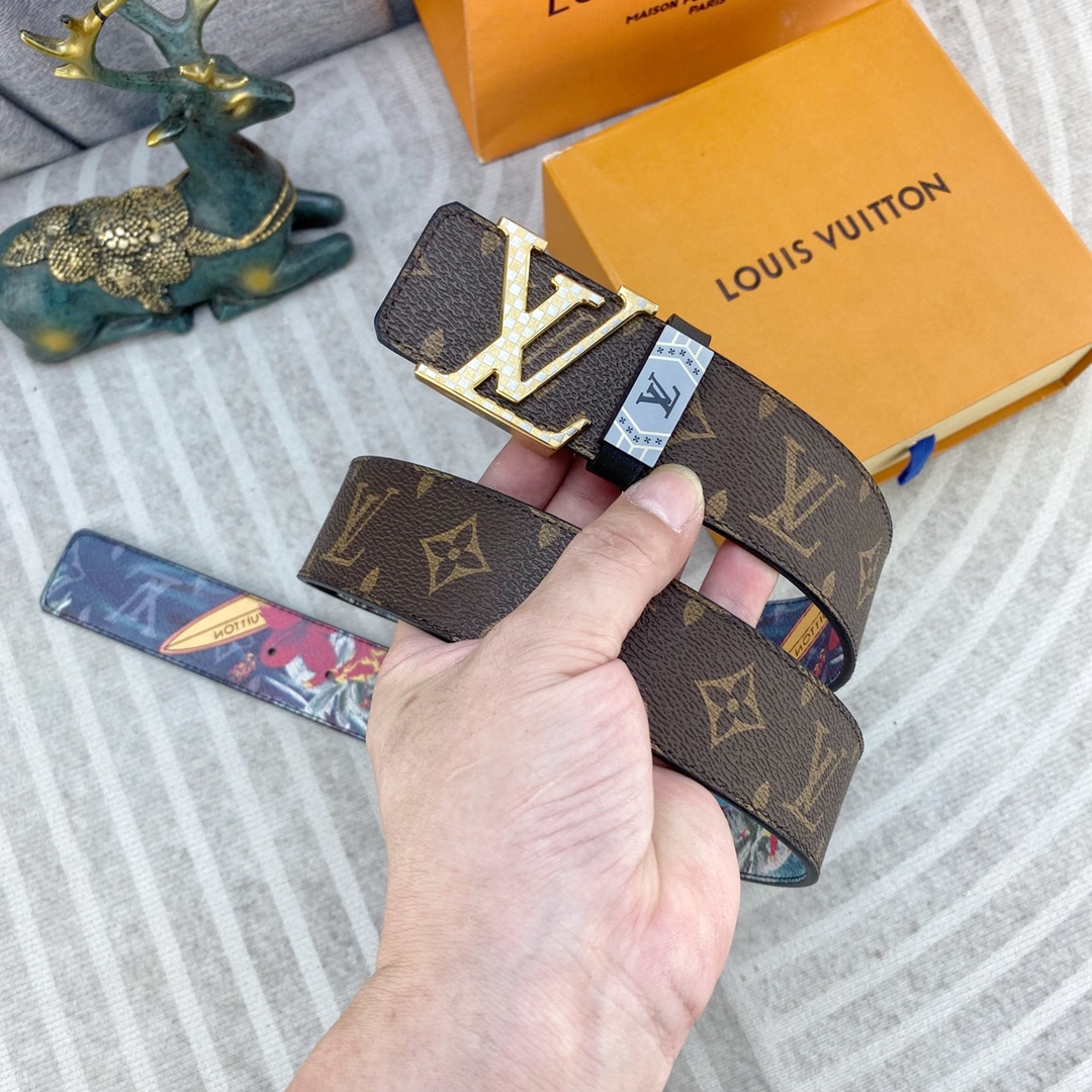 LV💕 特种皮腰带系列 ，原厂五金精品不锈钢扣，手感柔软舒适 宽3.8CM。
