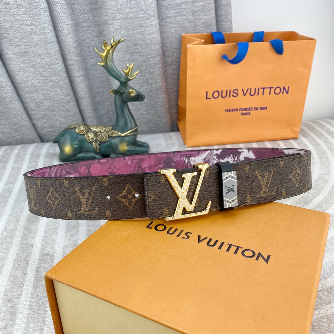 LV💕 特种皮腰带系列 ，原厂五金精品不锈钢扣，手感柔软舒适 宽3.8CM。