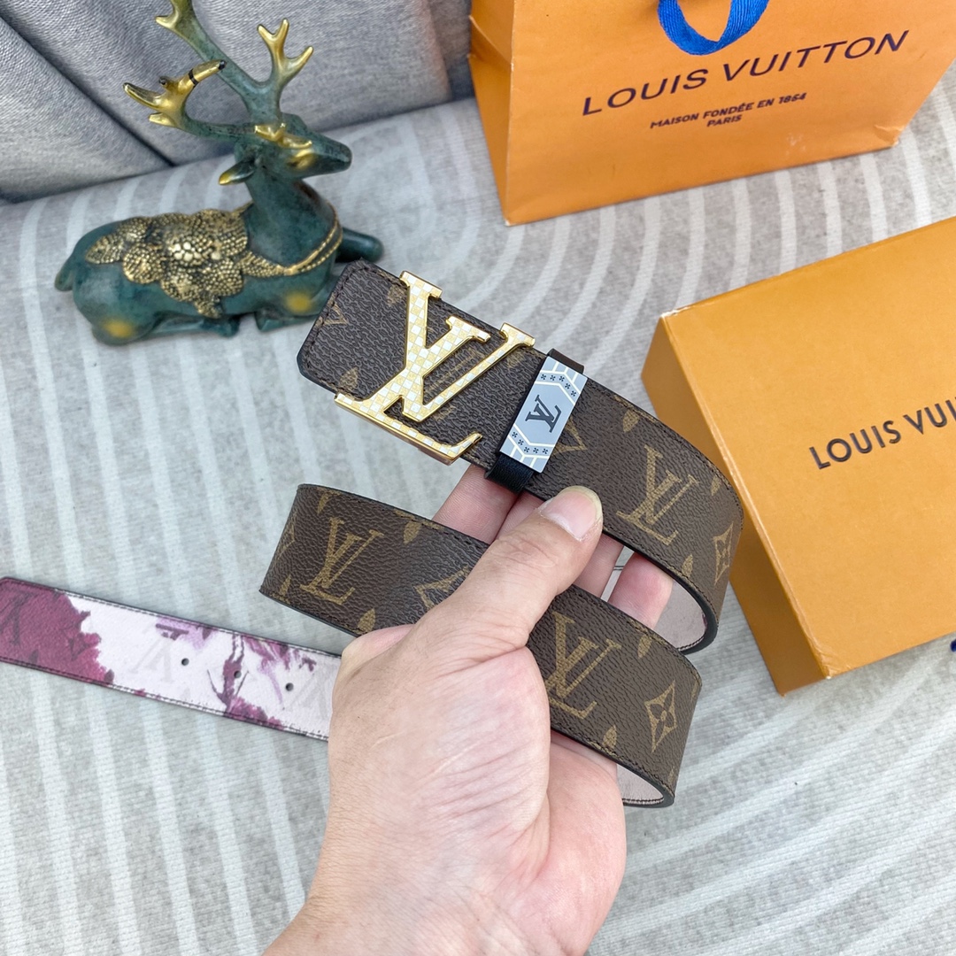 LV💕 特种皮腰带系列 ，原厂五金精品不锈钢扣，手感柔软舒适 宽3.8CM。