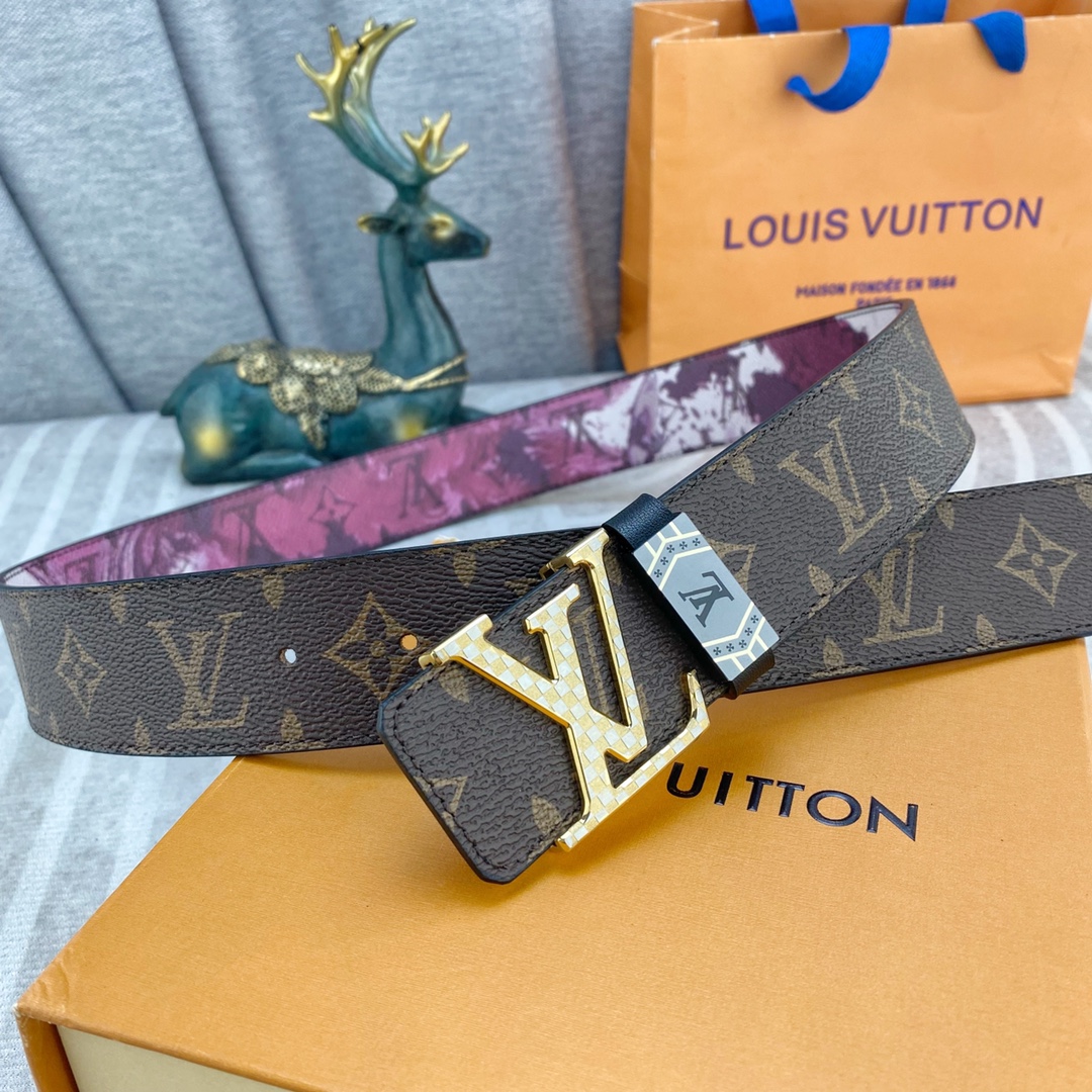 LV💕 特种皮腰带系列 ，原厂五金精品不锈钢扣，手感柔软舒适 宽3.8CM。