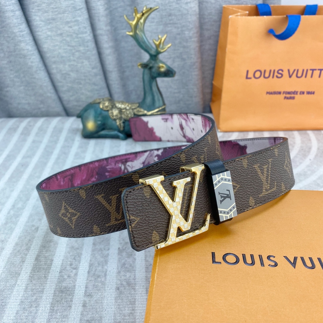 LV💕 特种皮腰带系列 ，原厂五金精品不锈钢扣，手感柔软舒适 宽3.8CM。