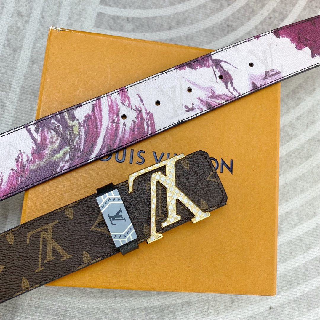 LV💕 特种皮腰带系列 ，原厂五金精品不锈钢扣，手感柔软舒适 宽3.8CM。