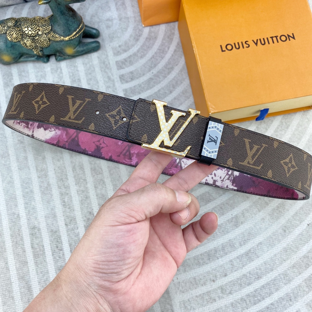LV💕 特种皮腰带系列 ，原厂五金精品不锈钢扣，手感柔软舒适 宽3.8CM。