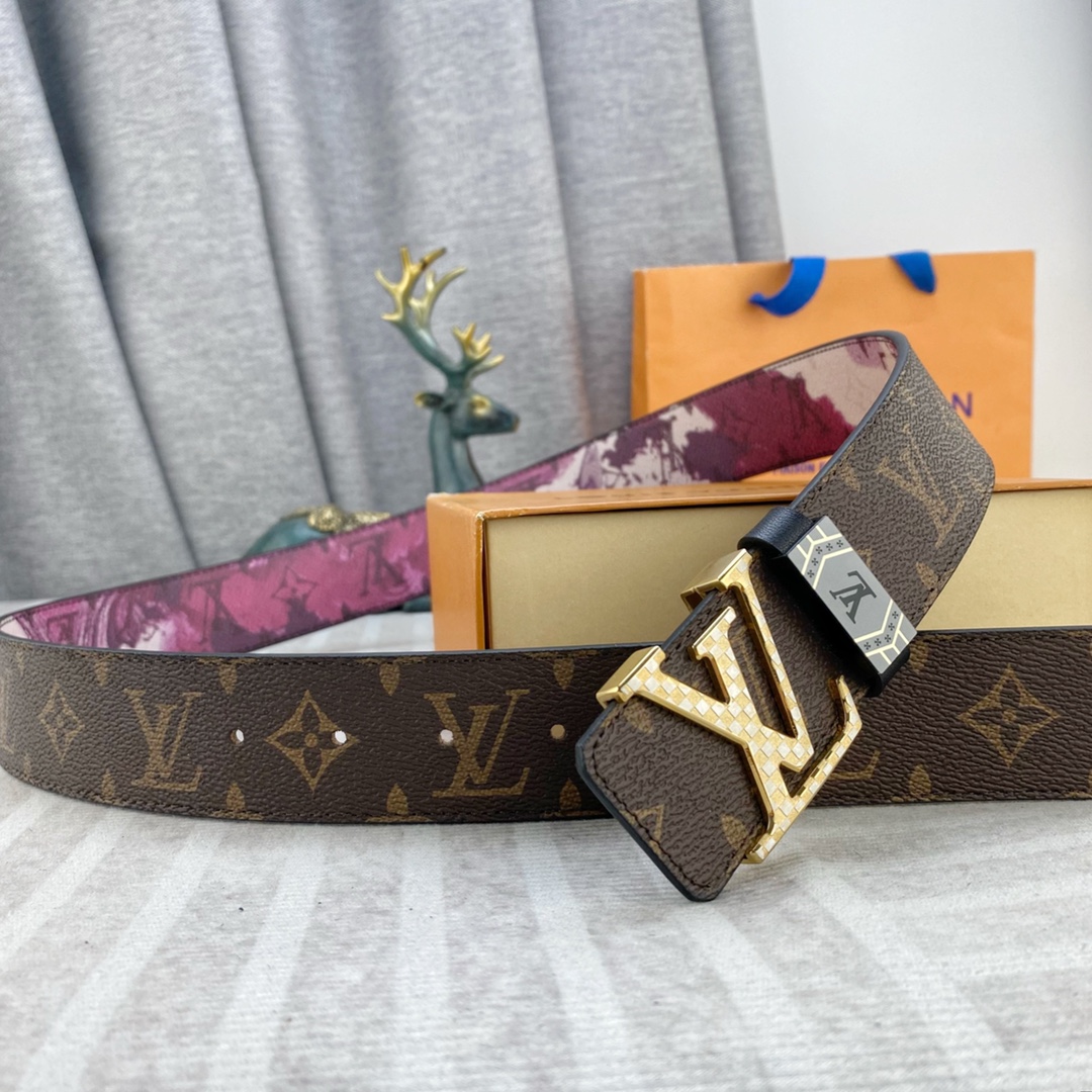 LV💕 特种皮腰带系列 ，原厂五金精品不锈钢扣，手感柔软舒适 宽3.8CM。