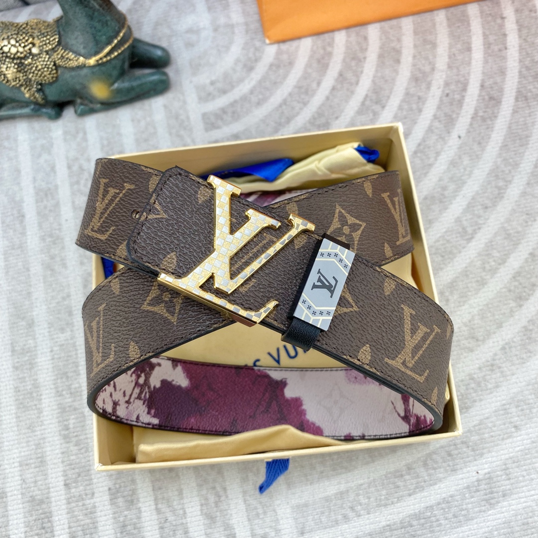 LV💕 特种皮腰带系列 ，原厂五金精品不锈钢扣，手感柔软舒适 宽3.8CM。