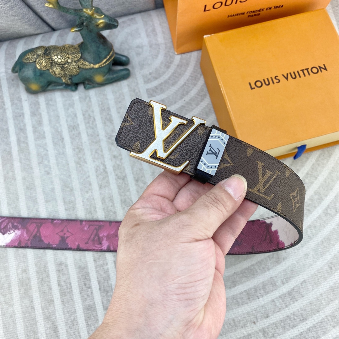 LV💕 特种皮腰带系列 ，原厂五金精品不锈钢扣，手感柔软舒适 宽3.8CM。