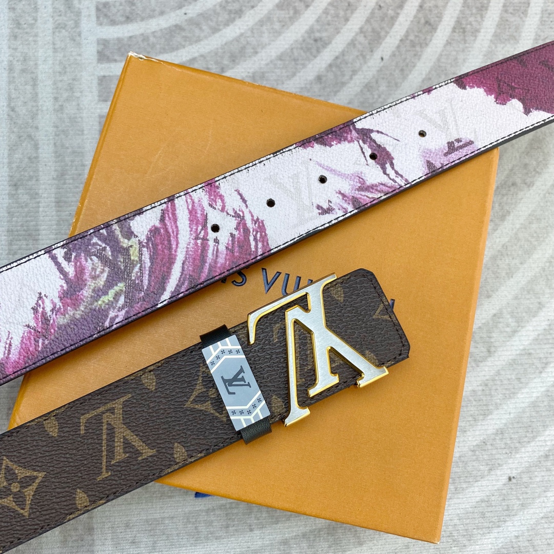 LV💕 特种皮腰带系列 ，原厂五金精品不锈钢扣，手感柔软舒适 宽3.8CM。
