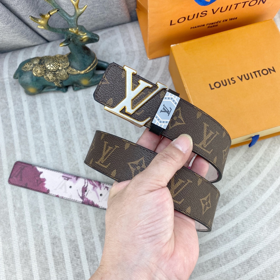 LV💕 特种皮腰带系列 ，原厂五金精品不锈钢扣，手感柔软舒适 宽3.8CM。