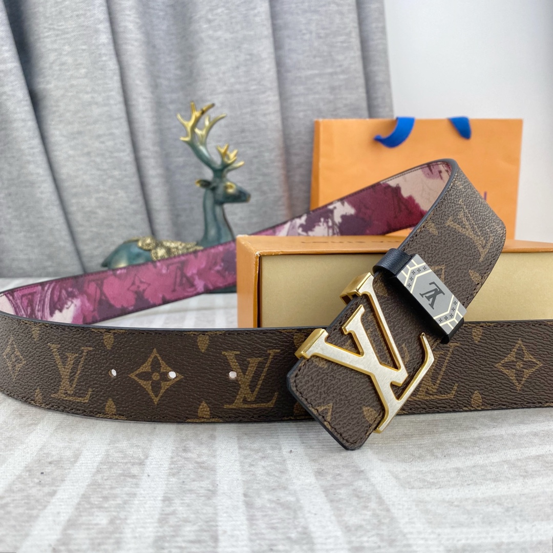 LV💕 特种皮腰带系列 ，原厂五金精品不锈钢扣，手感柔软舒适 宽3.8CM。