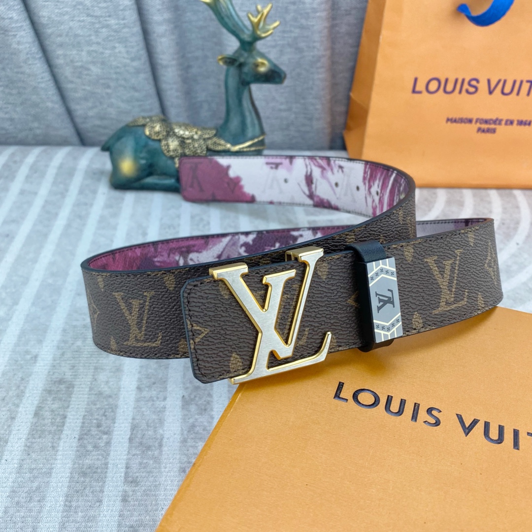 LV💕 特种皮腰带系列 ，原厂五金精品不锈钢扣，手感柔软舒适 宽3.8CM。