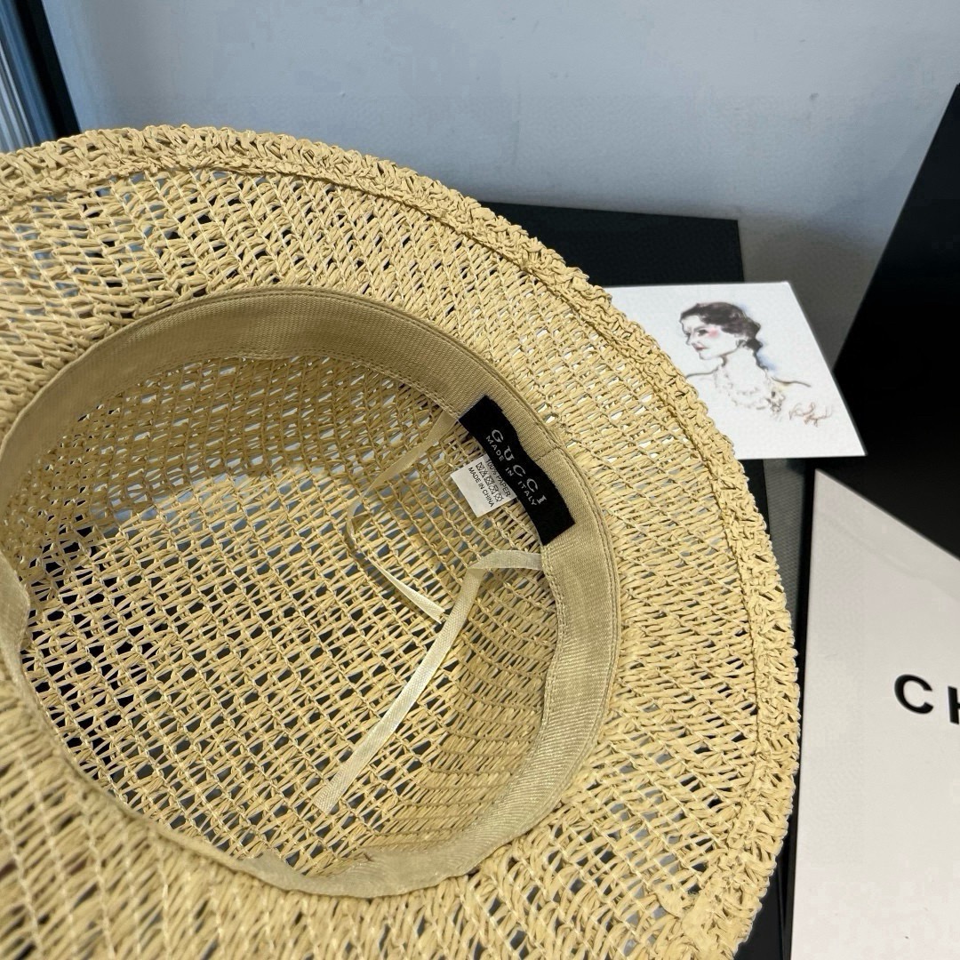 🆕

Gucci古奇平顶礼帽，镂空遮阳帽，小礼帽，头围57cm