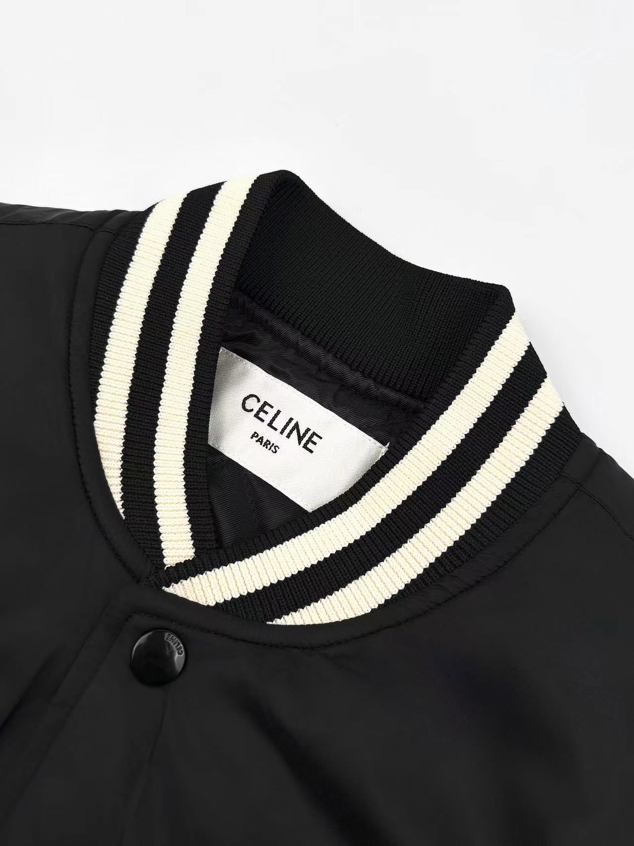 Celine Men's Black Cotton Blend Varsity Jacket With Embroidered Logo 4 i1756657029 1505 6
