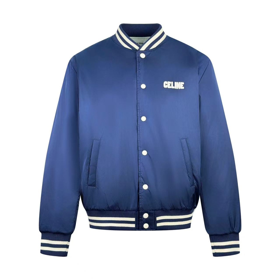 Celine Men's Custom Navy Blue Baseball Jacket - Warm, Soft, and Comfortable 1 i1756658188 3237 0