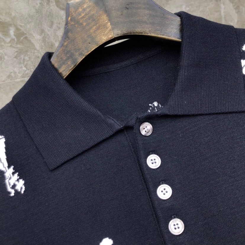 THOM BROWNE 汤姆布朗 TB飞机风筝针织短袖翻领T恤，男女同款情侣款\n码数：1-4 颜色：灰