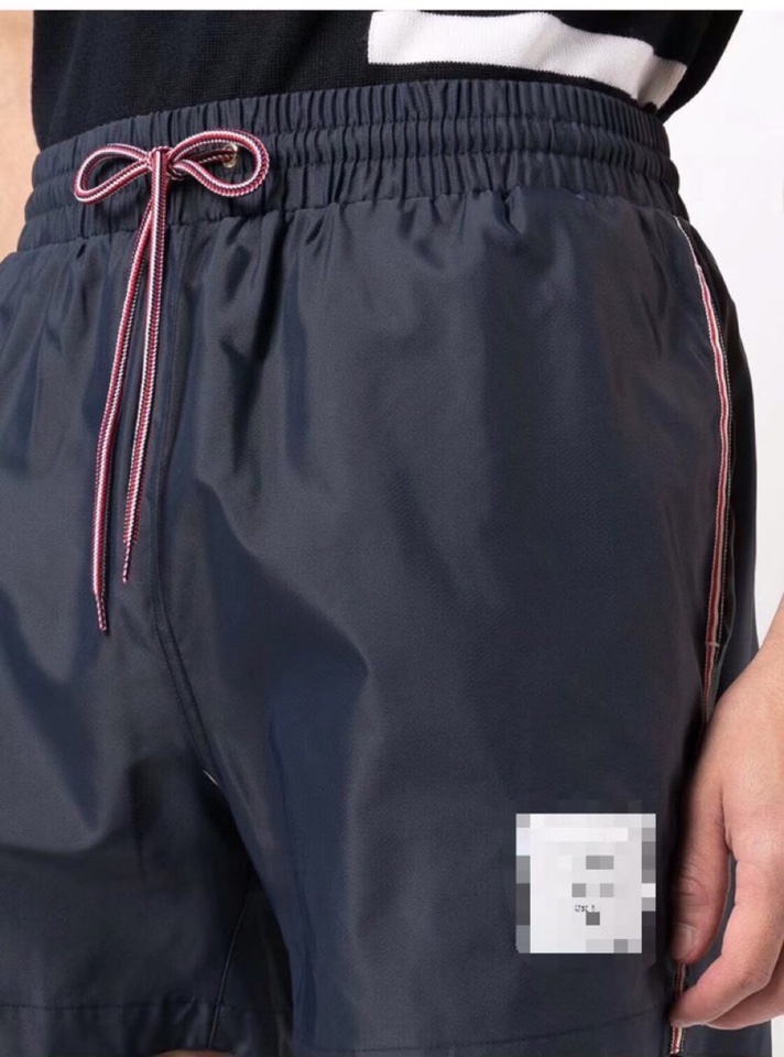 THOM BROWNE 汤姆布朗 TB双侧织带沙滩裤短裤 \n码数：1-4 颜色：灰、蓝（下单请报腰围）