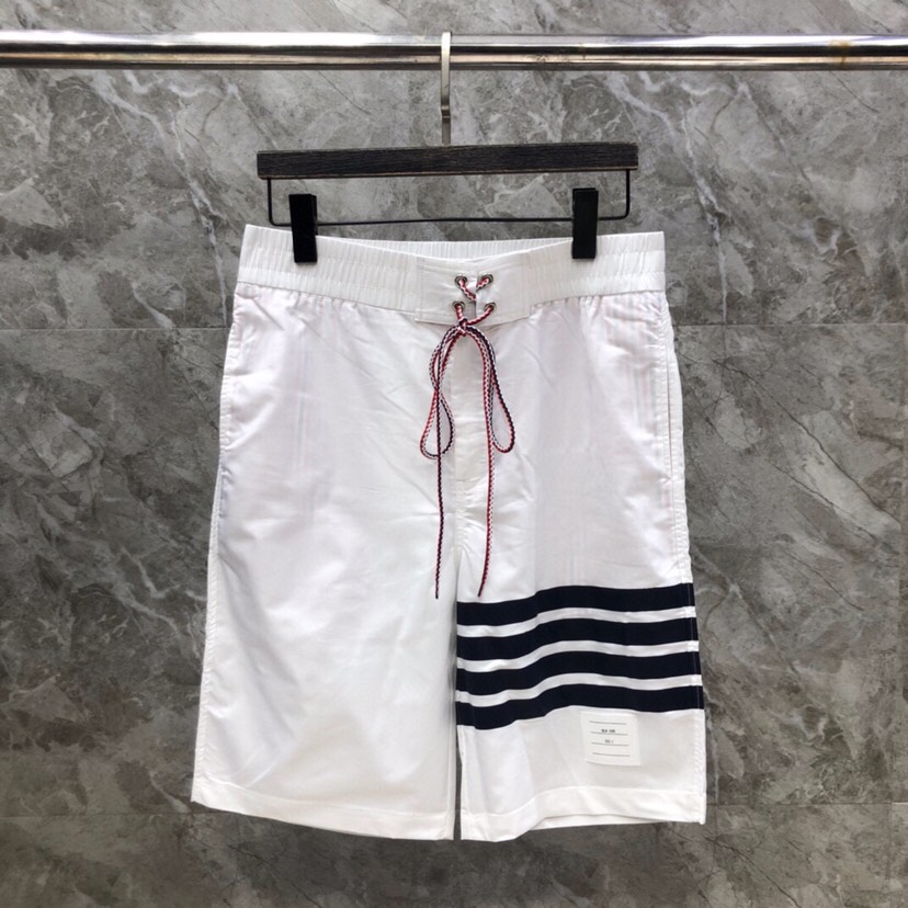 THOM BROWNE 汤姆布朗 TB四杠抽绳沙滩短裤 \n\n码数：1-4 颜色：灰、蓝、白（下单请报