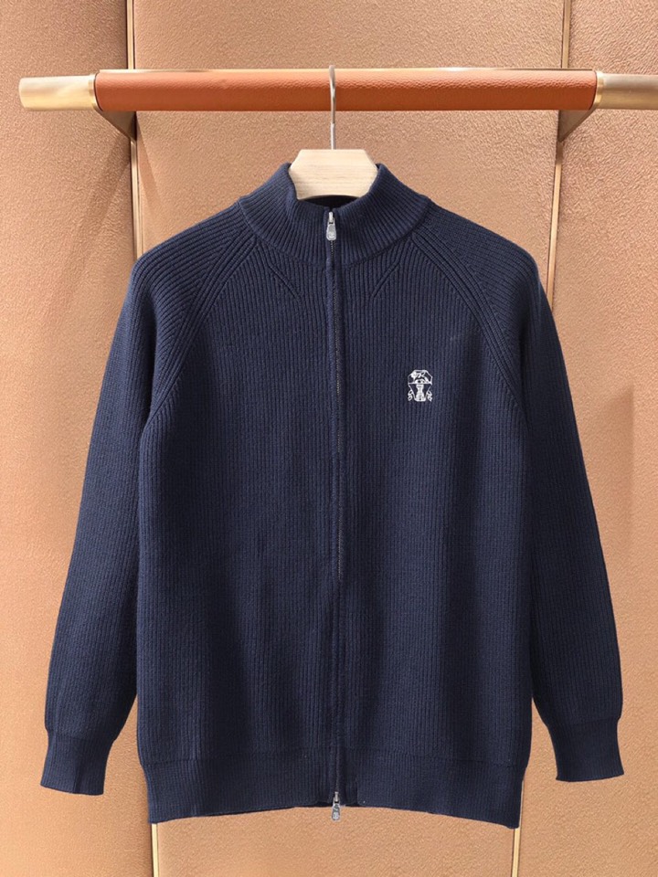 Brunello Cucinelli BC秋冬新款全拉链立领开衫羊毛衫外套，精选优质面料，手感细腻柔软舒
