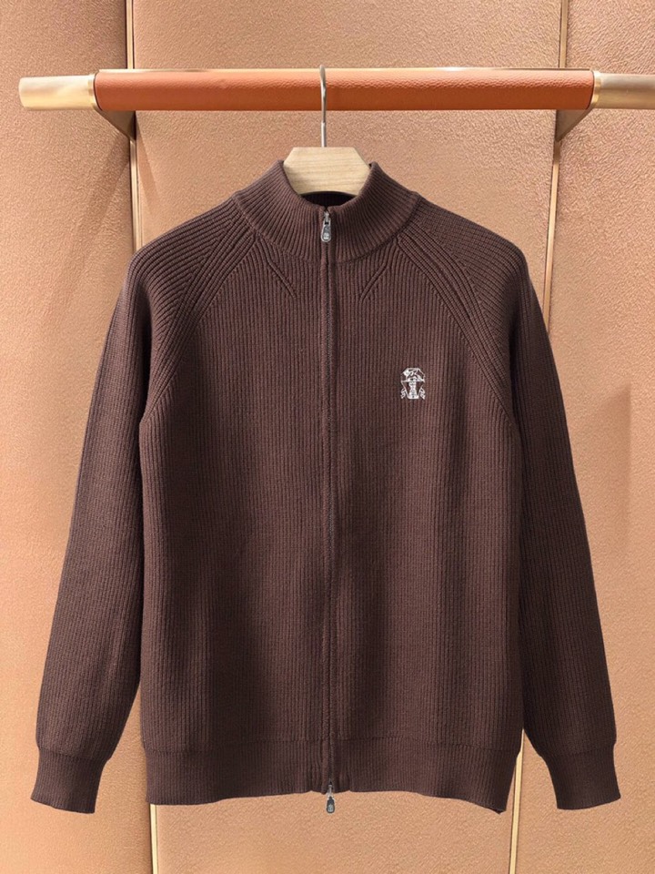 Brunello Cucinelli BC秋冬新款全拉链立领开衫羊毛衫外套，精选优质面料，手感细腻柔软舒