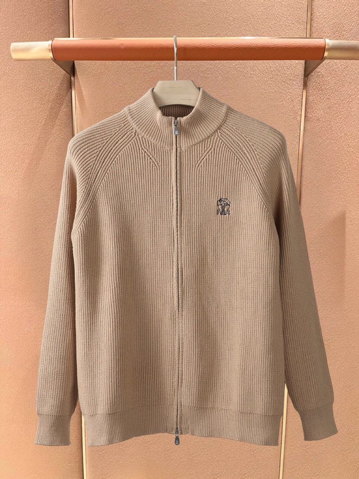 Brunello Cucinelli BC秋冬新款全拉链立领开衫羊毛衫外套，精选优质面料，手感细腻柔软舒