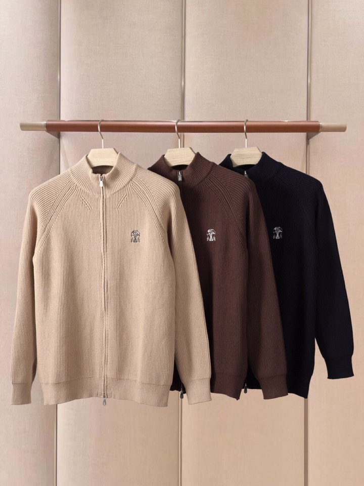 Brunello Cucinelli BC秋冬新款全拉链立领开衫羊毛衫外套，精选优质面料，手感细腻柔软舒