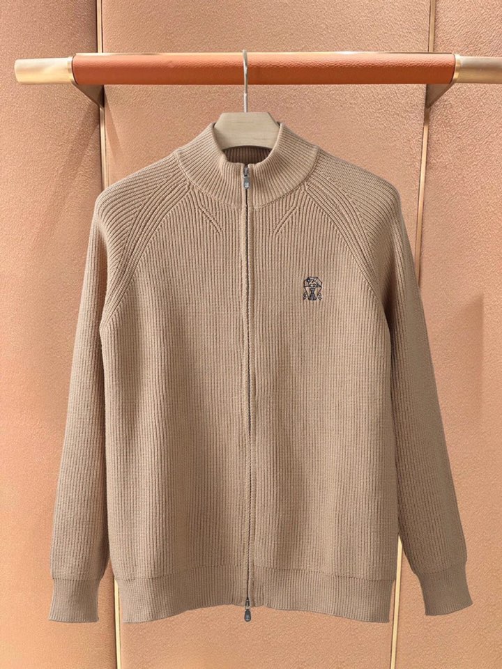 Brunello Cucinelli BC秋冬新款全拉链立领开衫羊毛衫外套，精选优质面料，手感细腻柔软舒
