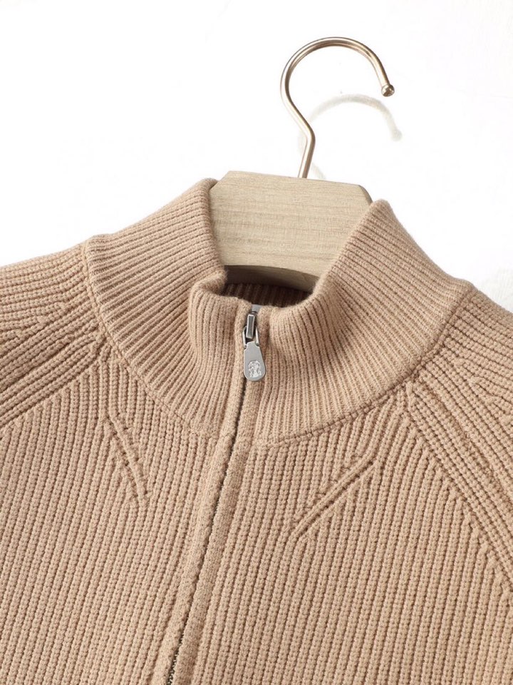 Brunello Cucinelli BC秋冬新款全拉链立领开衫羊毛衫外套，精选优质面料，手感细腻柔软舒