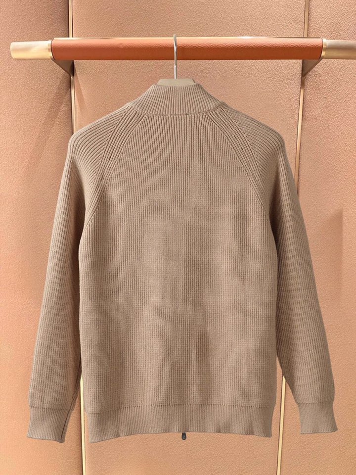 Brunello Cucinelli BC秋冬新款全拉链立领开衫羊毛衫外套，精选优质面料，手感细腻柔软舒
