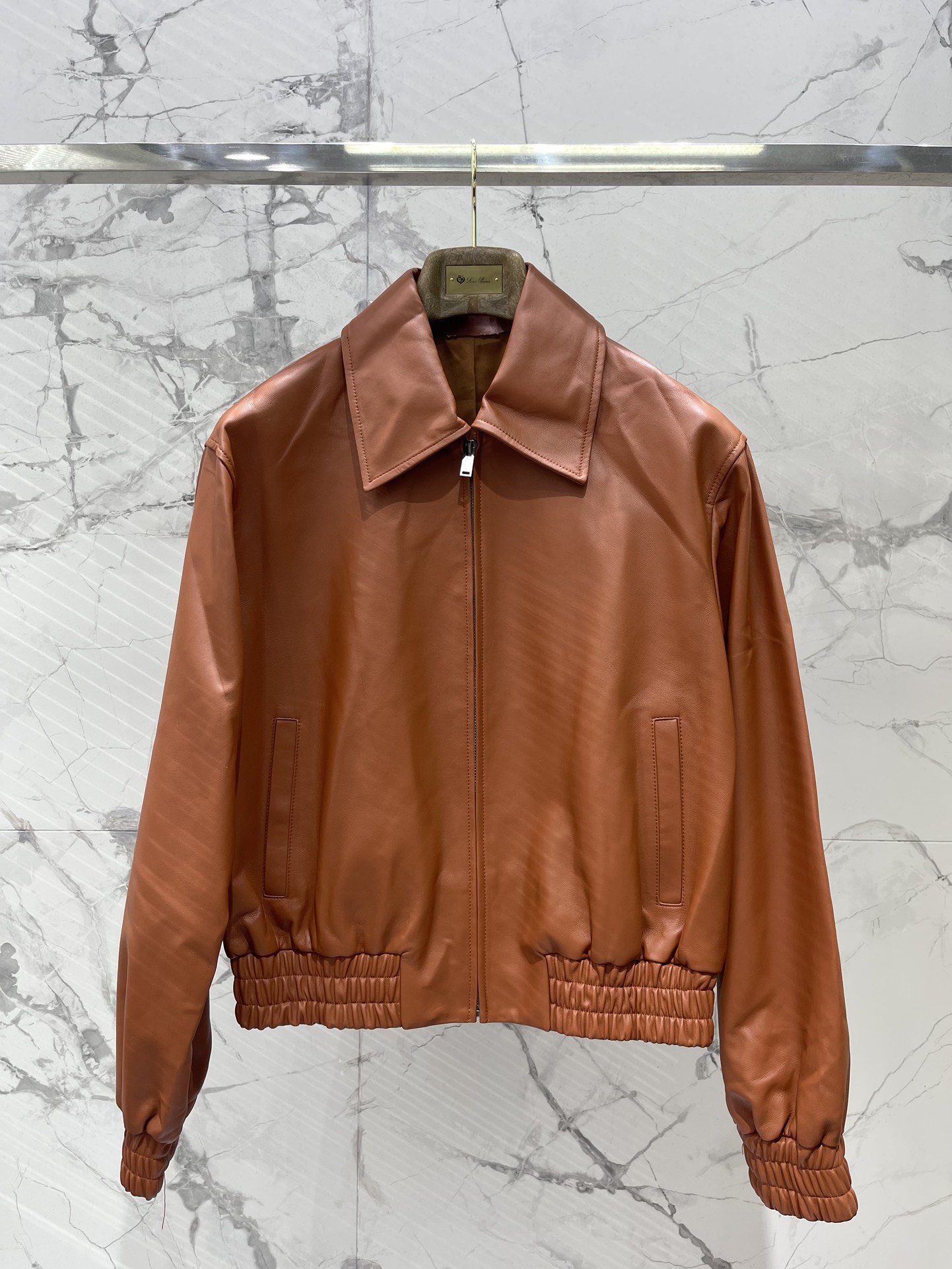 ORO PIANA Women's Lambskin Leather Jacket, Retro Lapel, Autumn New Collection 2 i1756695577 9108 0