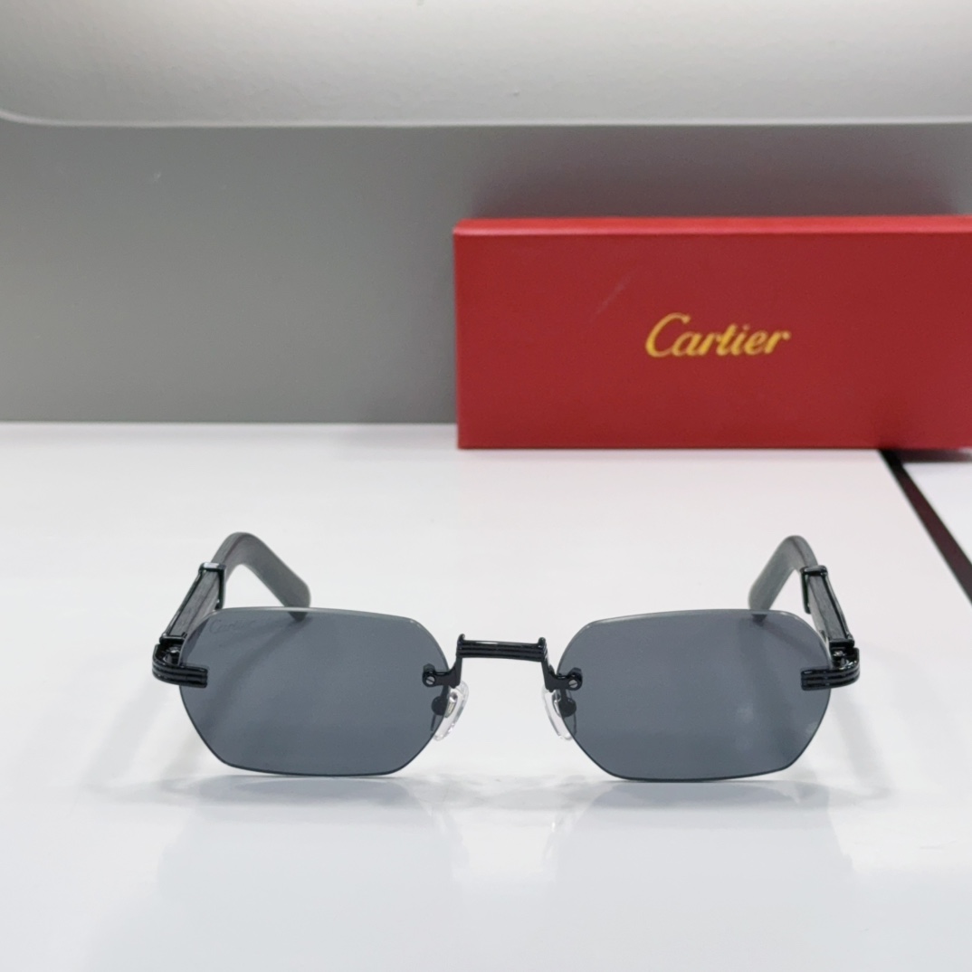 Cartier Frameless Metal Rectangular Sunglasses