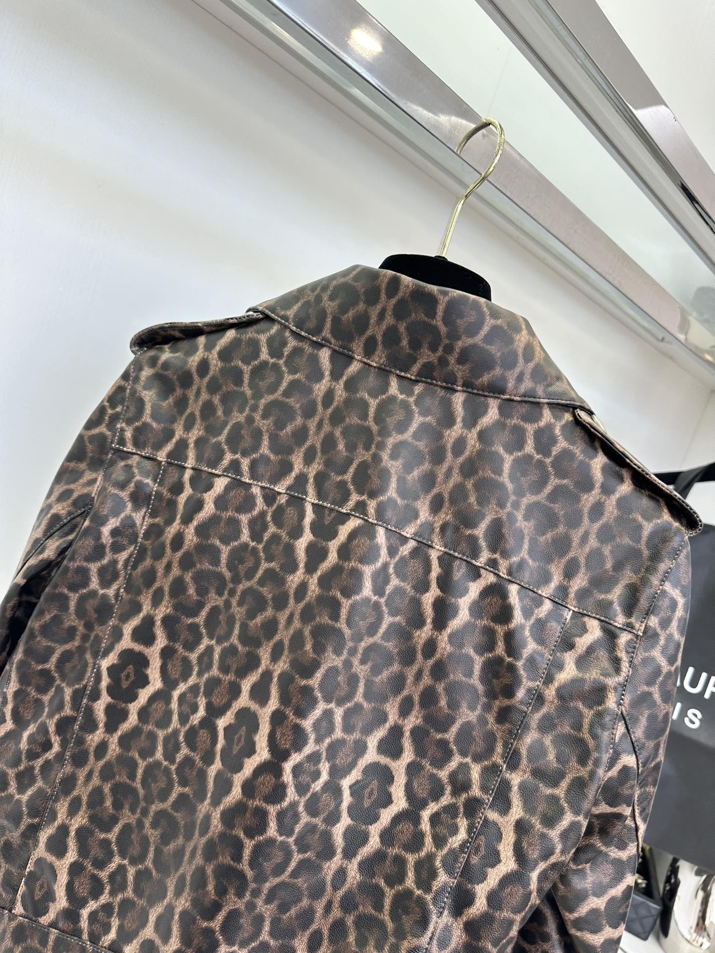 Women's Leopard Print Sheepskin Biker Jacket - Soft & Stylish 8 i1756710799 2873 6