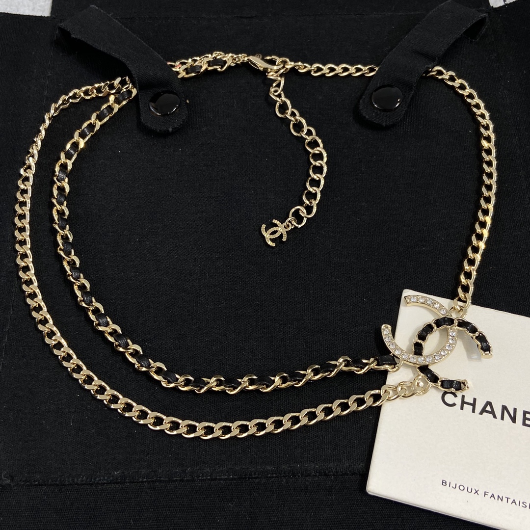 【XX0185】 【Collar de piel doble capa @】 Ajustable en longitud, se puede usar como collar corto o choker, ¡guau! Se ve in…