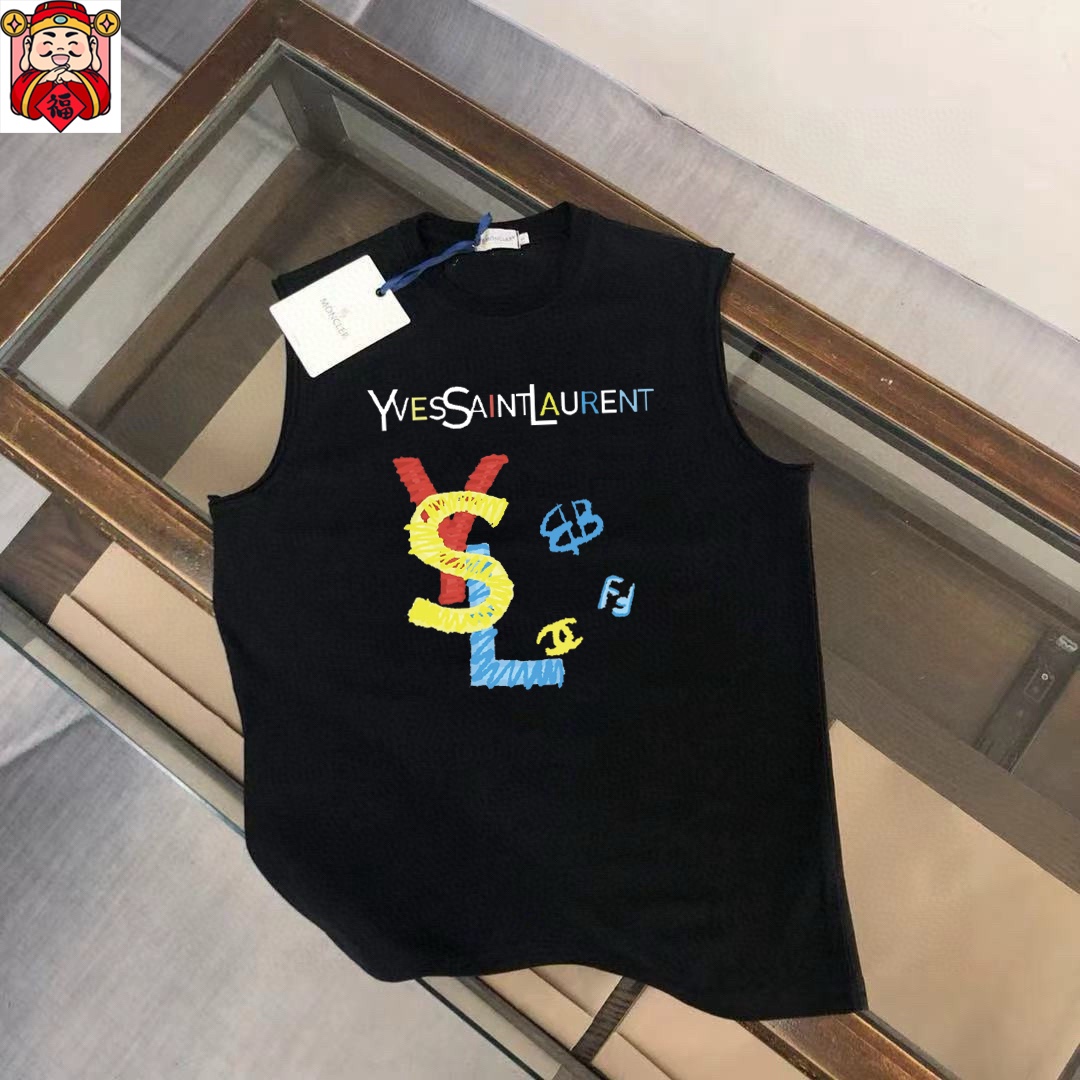 Saint Laurent 品牌【YSL圣罗兰】2025夏季新品背心T袖 简约款式 任何人都可以轻松驾驶 进口定制丝光棉面料 手软舒适有型 吸汗透气