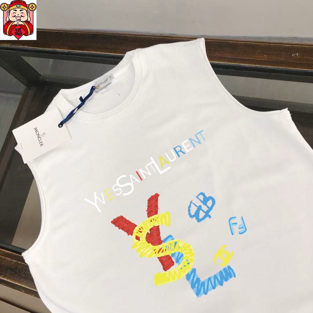 Saint Laurent 品牌【YSL圣罗兰】2025夏季新品背心T袖 简约款式 任何人都可以轻松驾驶 进口定制丝光棉面料 手软舒适有型 吸汗透气