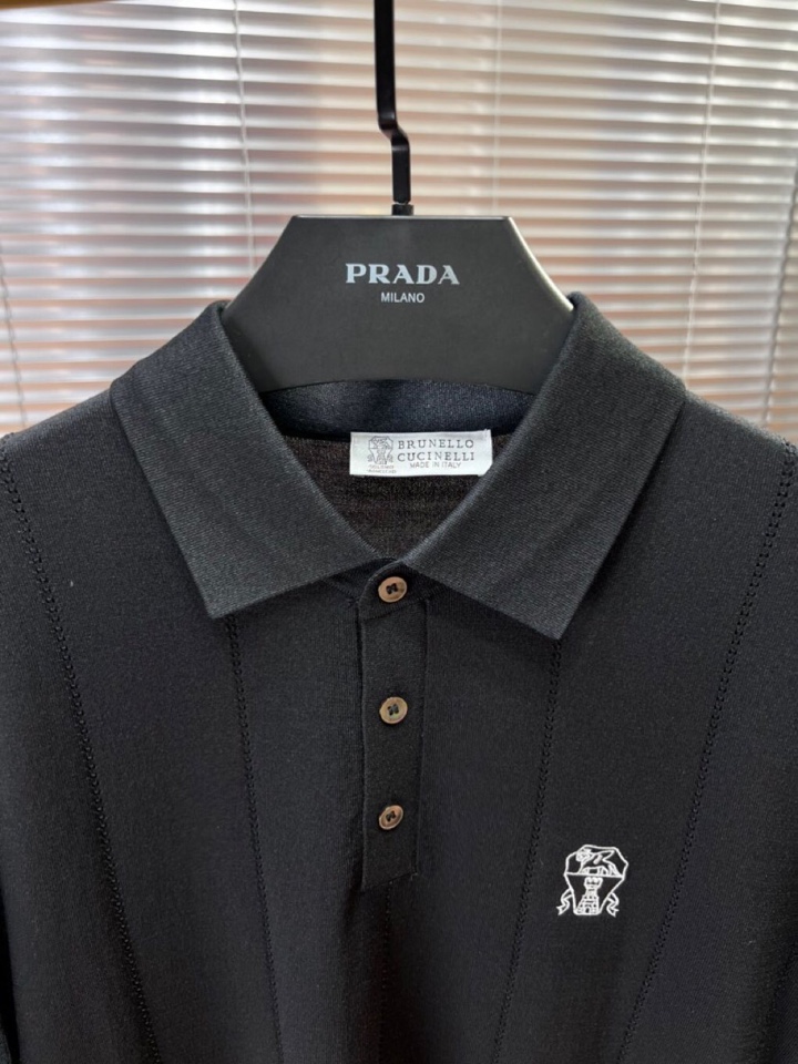 Brunello Cucinelli BC短袖翻领T恤Polo针织衫！手感细腻穿着舒服，特定优质丝棉混纺