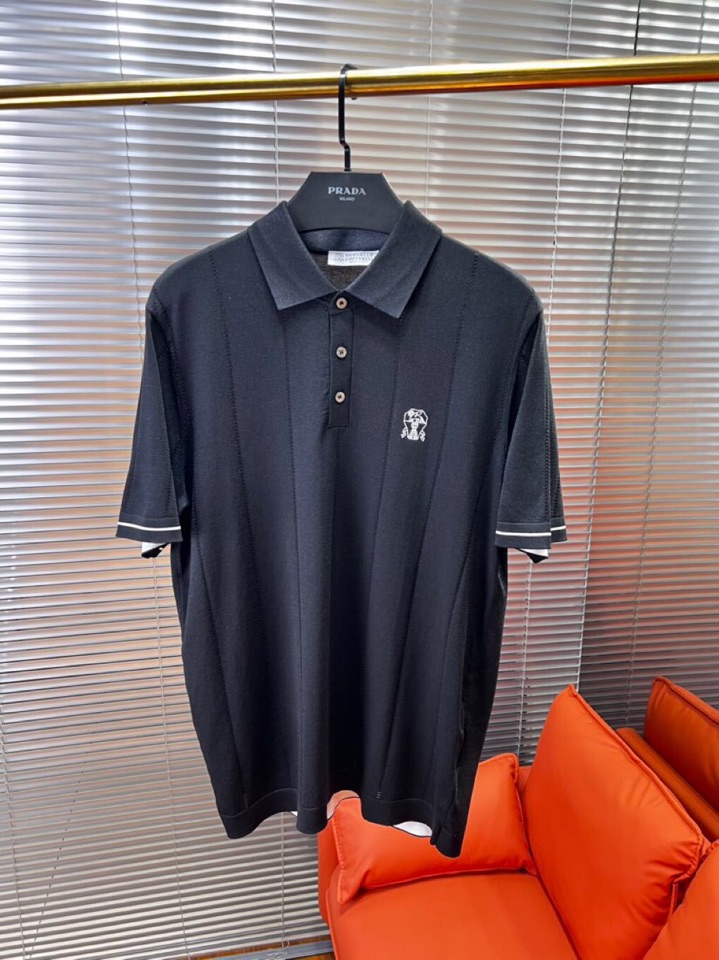 Brunello Cucinelli BC短袖翻领T恤Polo针织衫！手感细腻穿着舒服，特定优质丝棉混纺