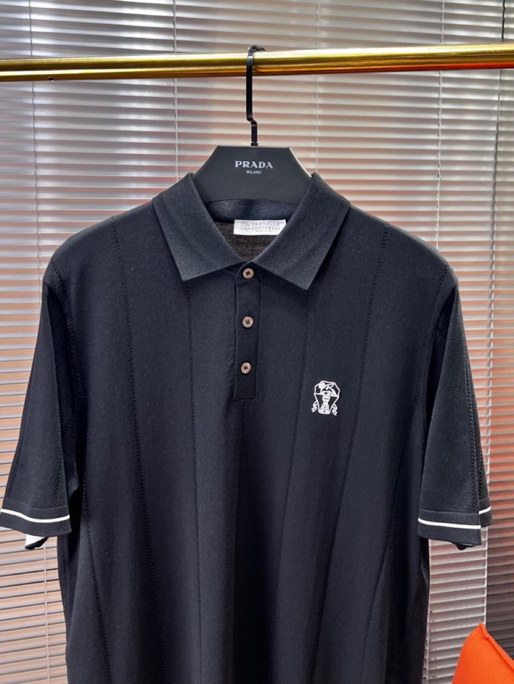 Brunello Cucinelli BC短袖翻领T恤Polo针织衫！手感细腻穿着舒服，特定优质丝棉混纺