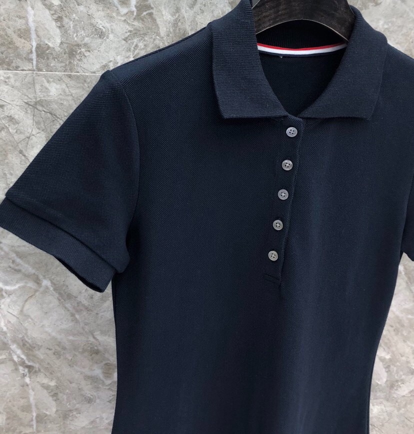 THOM BROWNE 汤姆布朗 TB🌺女款珠地棉角织带连衣裙 \n码数：0.1.2 颜色：灰、蓝（下单