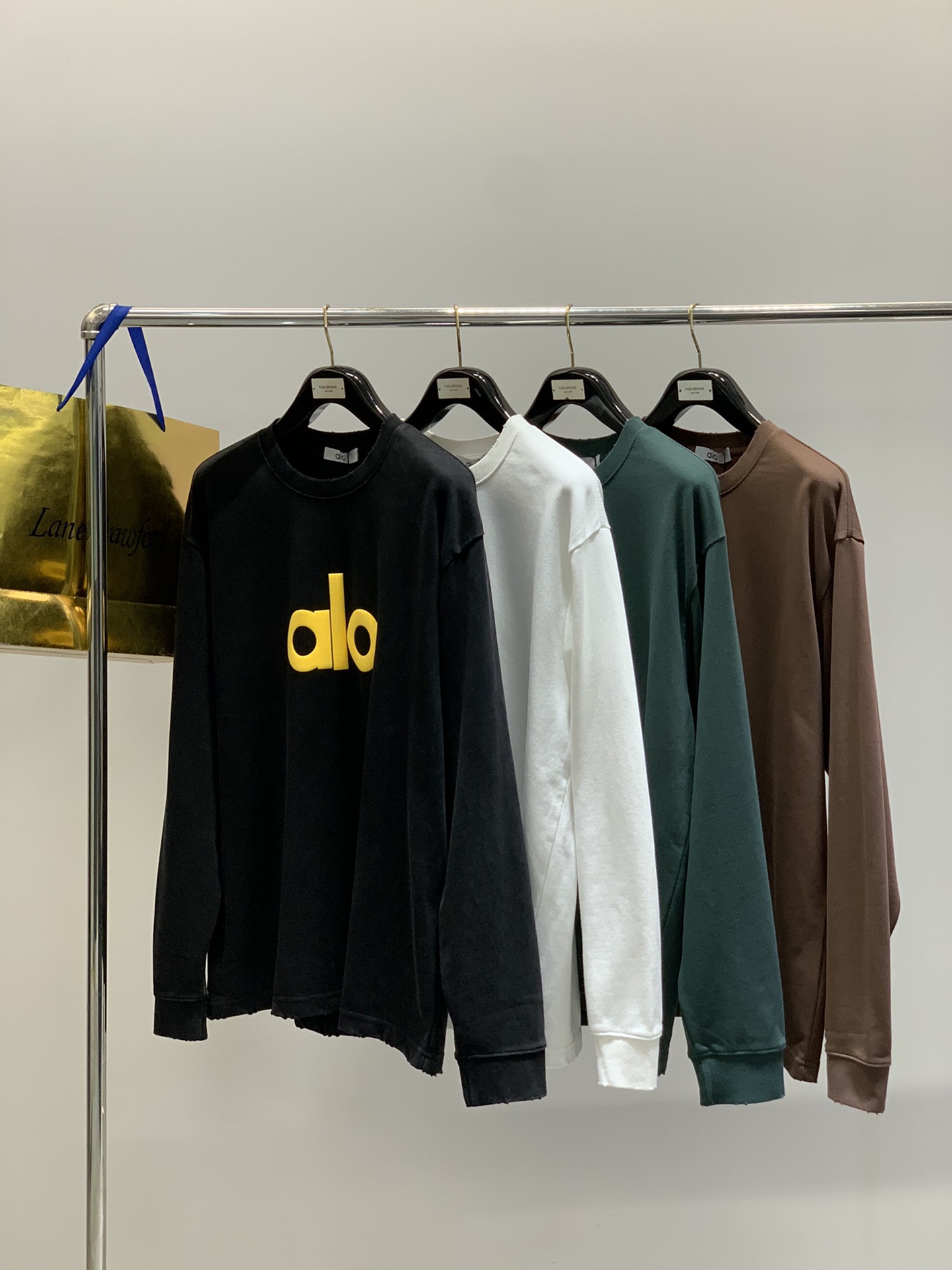 ，alo 阿洛，2025秋季最新款，专柜同步有售，原单狠货，时尚休闲圆领长袖T恤，上身很有特点！吸睛而有