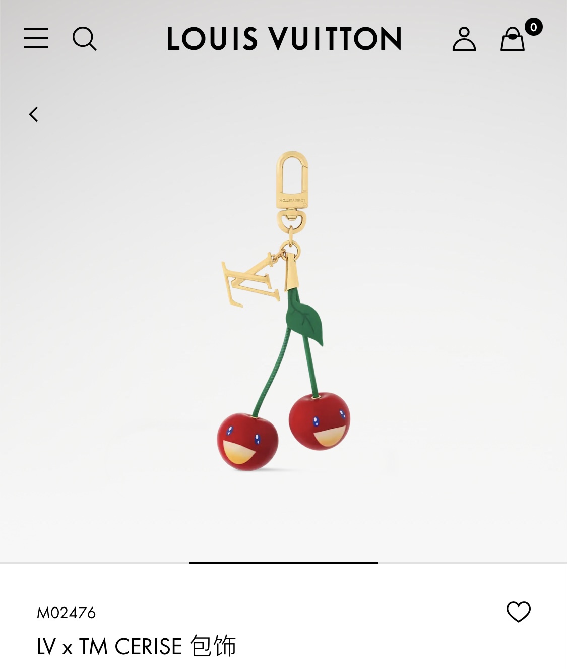 Louis Vuitton LV路易威登新款欧美风高级感潮流挂件光面LV字母绿叶子大樱桃车厘子包包装饰品钥匙扣包饰 黄铜材质 重约72