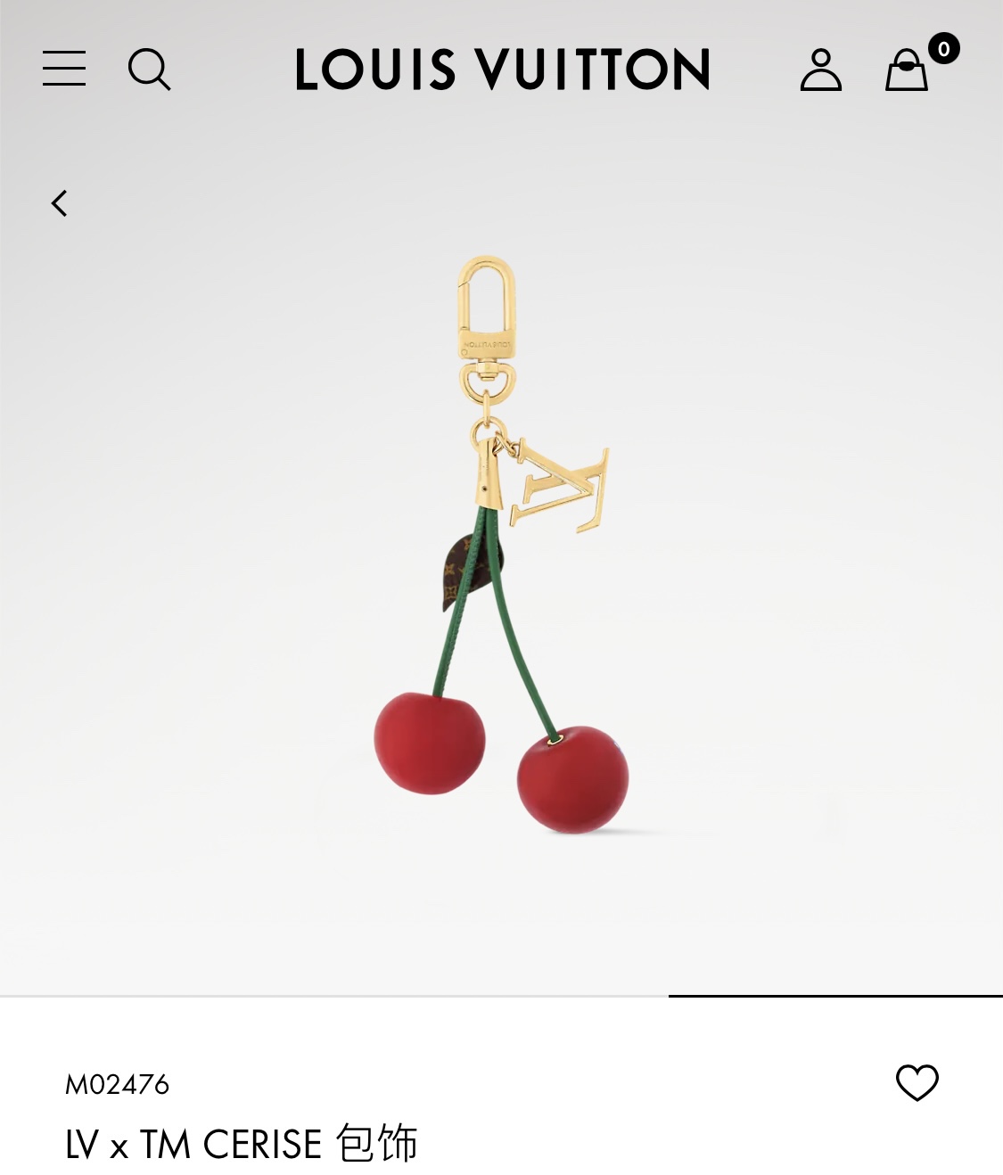 Louis Vuitton LV路易威登新款欧美风高级感潮流挂件光面LV字母绿叶子大樱桃车厘子包包装饰品钥匙扣包饰 黄铜材质 重约72