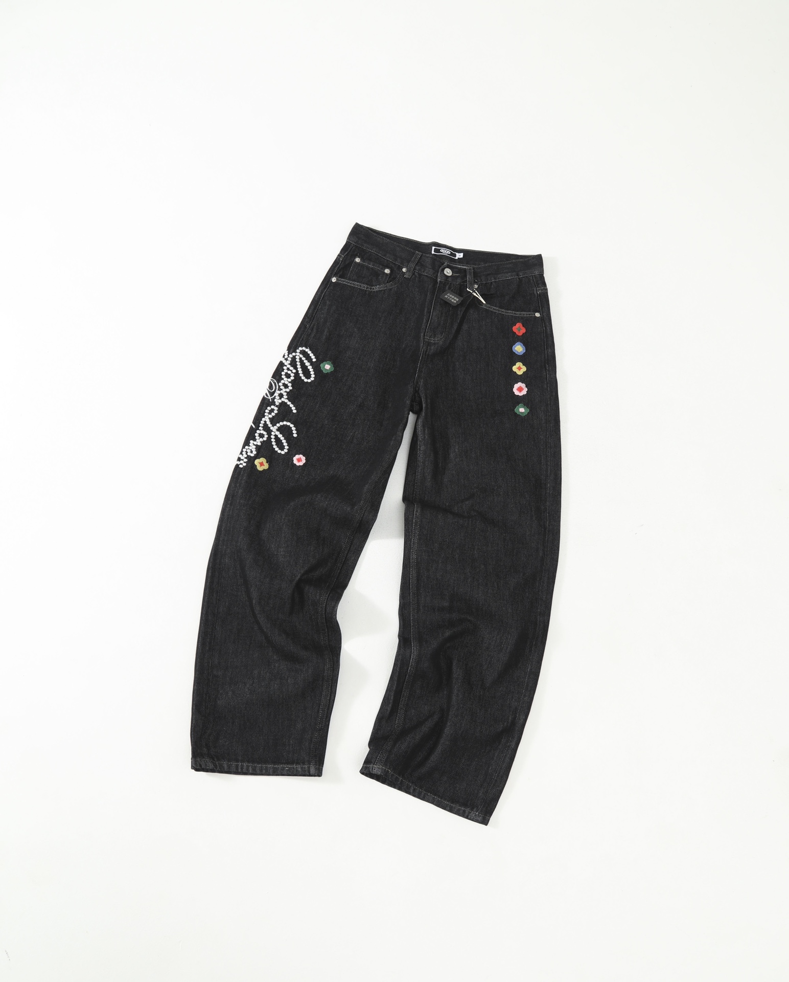 GOODBRAND Embroidered Floral Denim Jeans, Vintage Straight-Leg, Unisex Style