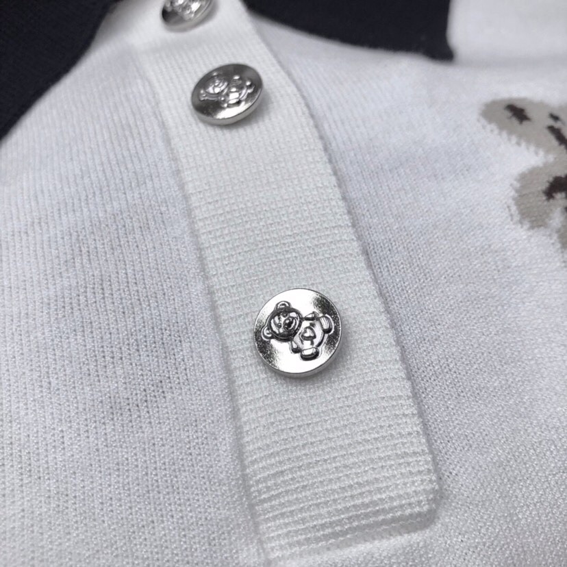 THOM BROWNE 汤姆布朗 TB🌺小熊针织女款针织短袖翻领T恤 \n码数：0-2 颜色：白、藏青\