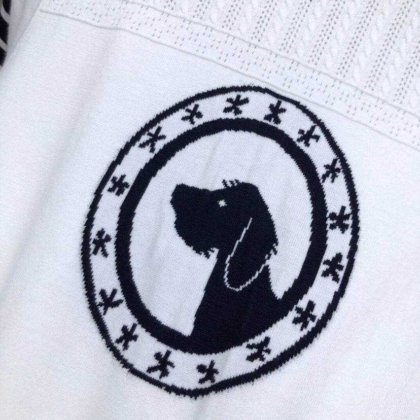 THOM BROWNE 汤姆布朗 TB🌺翻领提花小狗短袖针织翻领T恤 \n码数：0-2 颜色：白、灰、藏