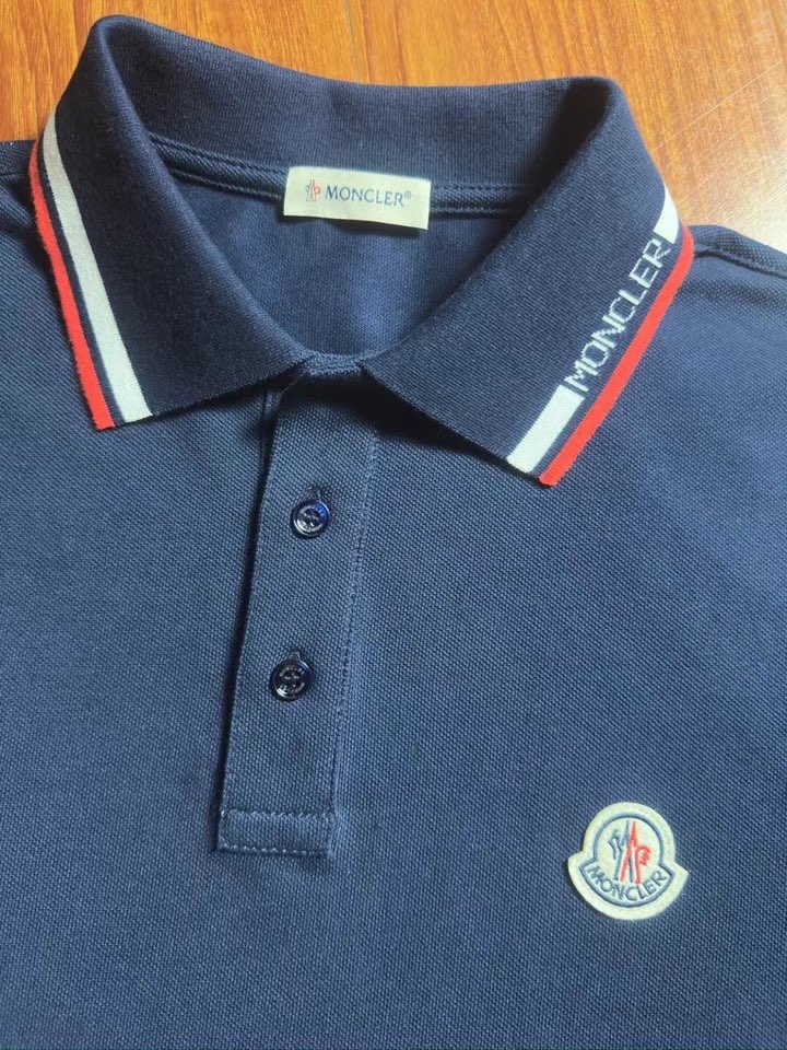 Moncler 蒙口新款翻领长袖T恤Polo衫，电脑提花字母领，单个色：藏青，潮流青春风格！标齐，码数：