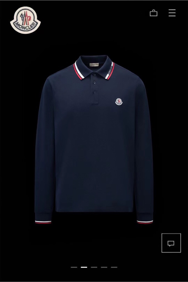 Moncler 蒙口新款翻领长袖T恤Polo衫，电脑提花字母领，单个色：藏青，潮流青春风格！标齐，码数：