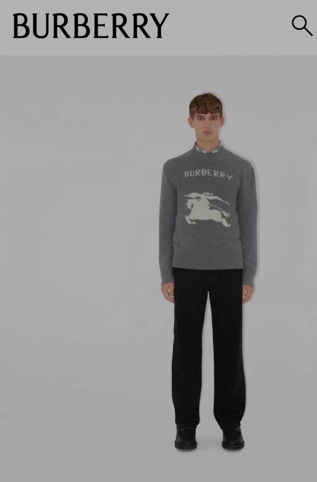 Burberry 巴宝莉战马提花粗针圆领毛衣羊毛衫，男女同款情侣款，羊毛含量80%，手感柔软，质地细腻，