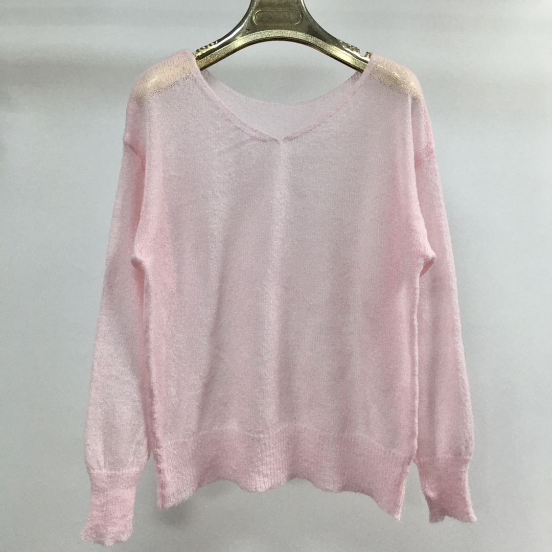 NO:489104,T036 Internet celebrity wool mohair loose V-neck top SML pink, alexander wang19860909T036网红款羊毛马海毛宽松V领上衣 SML 粉色,,alexander wang,Women's clothing