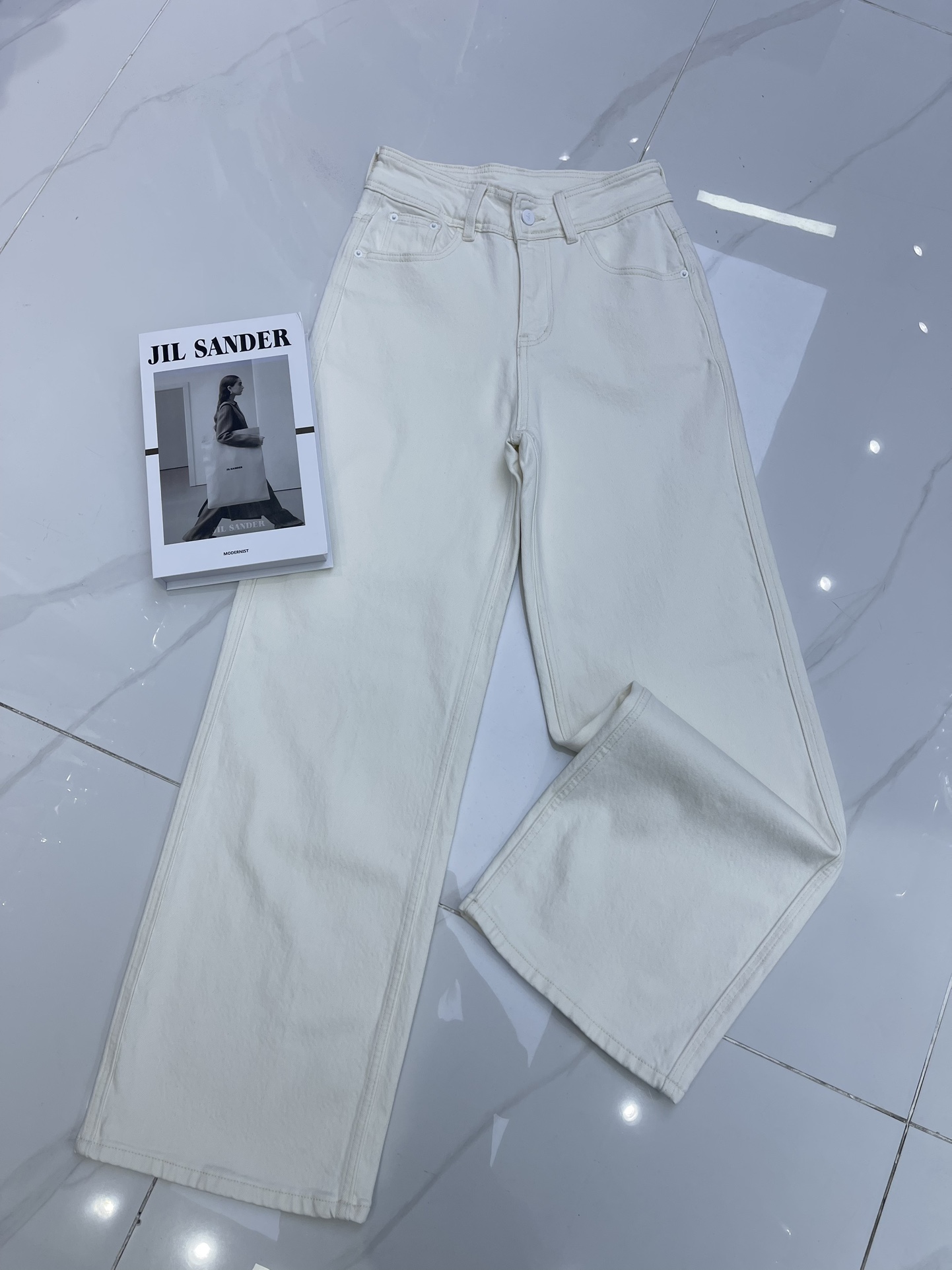 Wide Leg High Waist Straight Trousers with Embroidered Logo 3 i1757043251 4915 1
