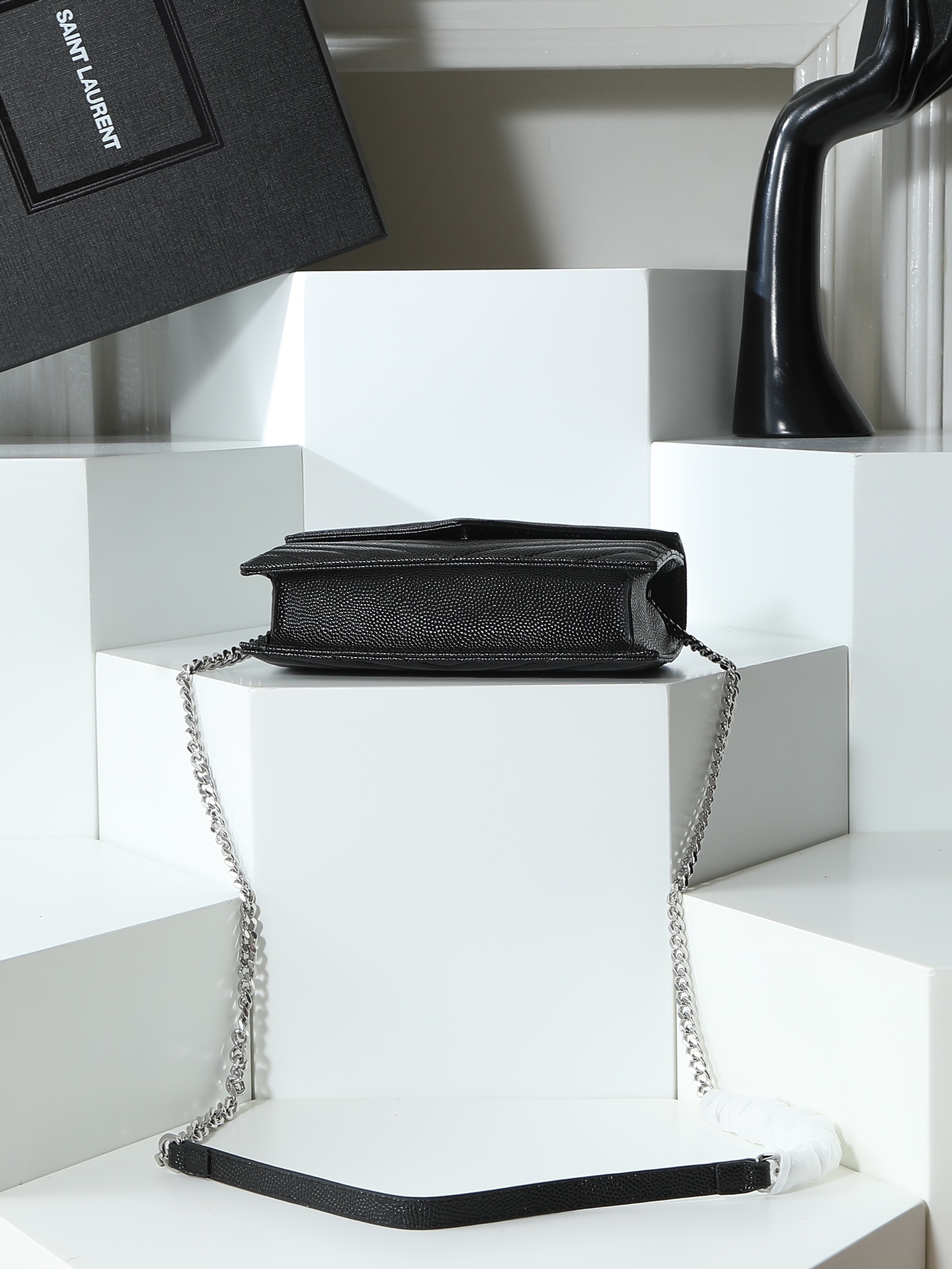 Saint Laurent Envelope Chain Wallet Black 20x17x6cm crossbody everyday